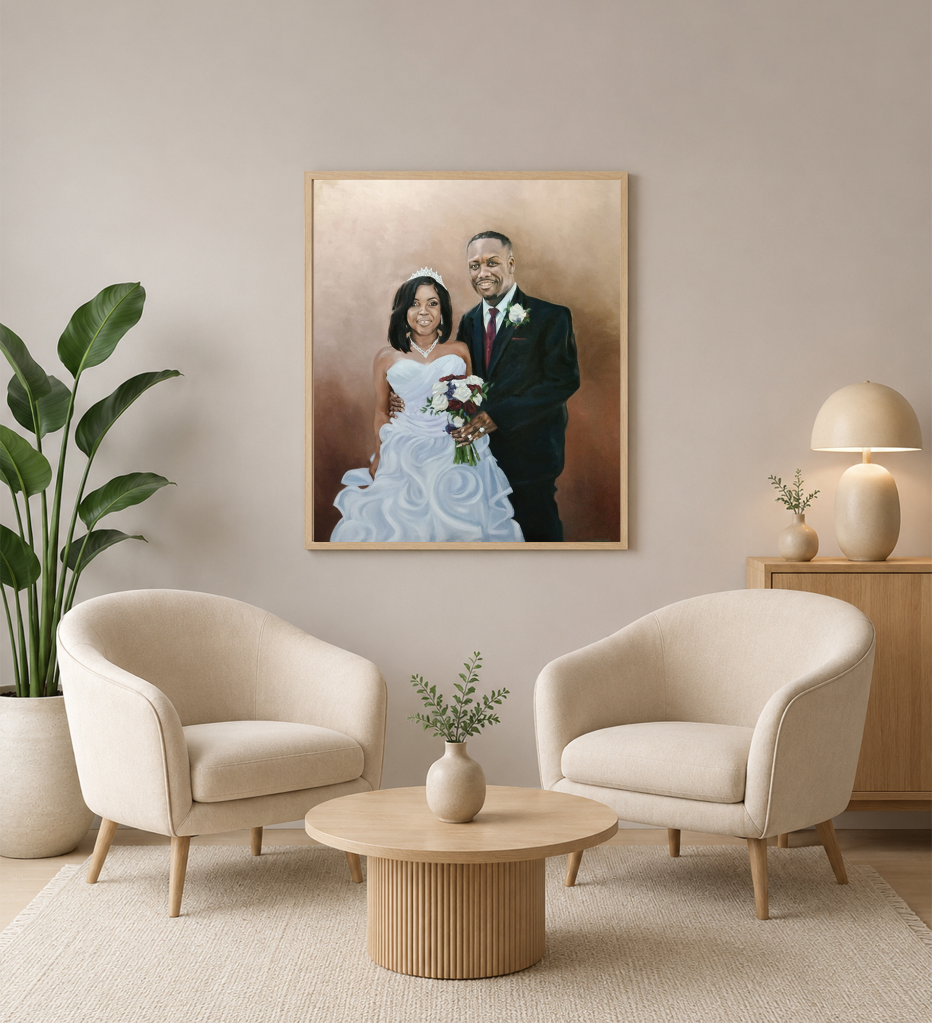 Black couple commission oil painting