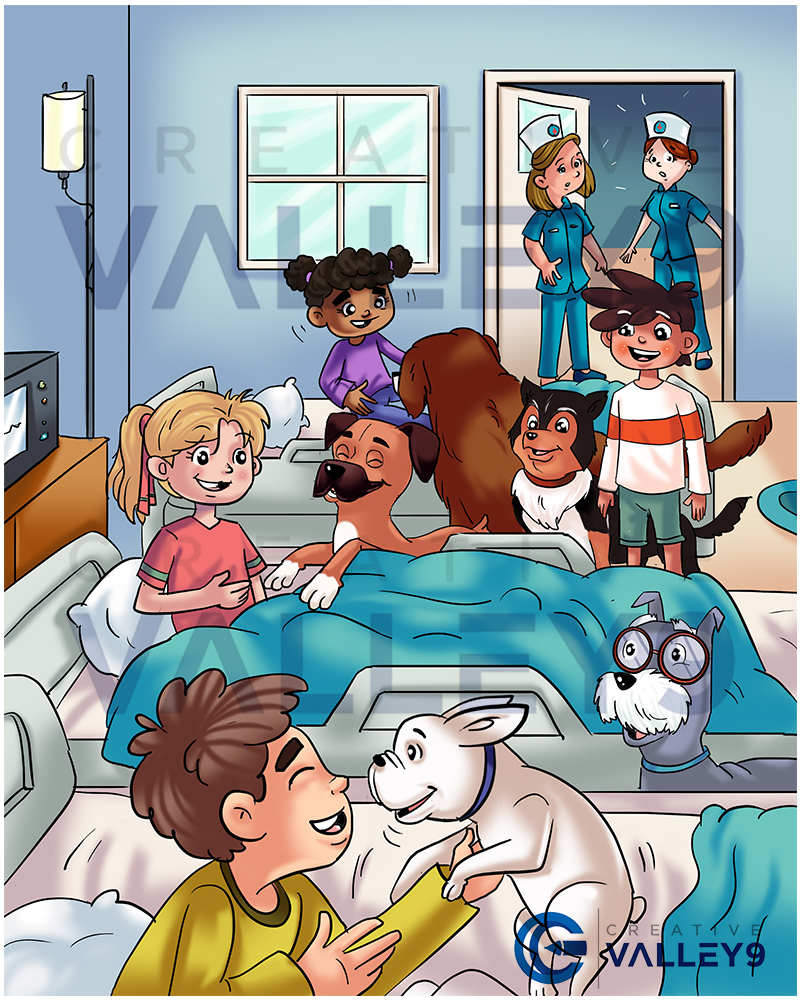 Cartoon hstyle children book illustration