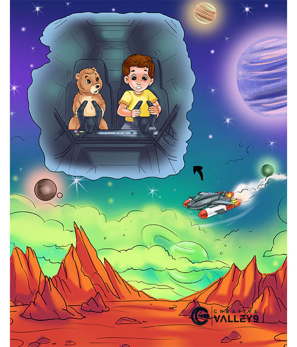 Boy and Bear Adventure Children Book Illustration