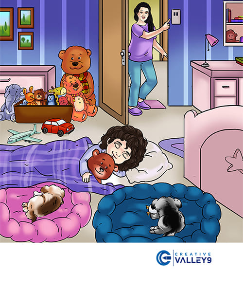 Little puppy children book illustration