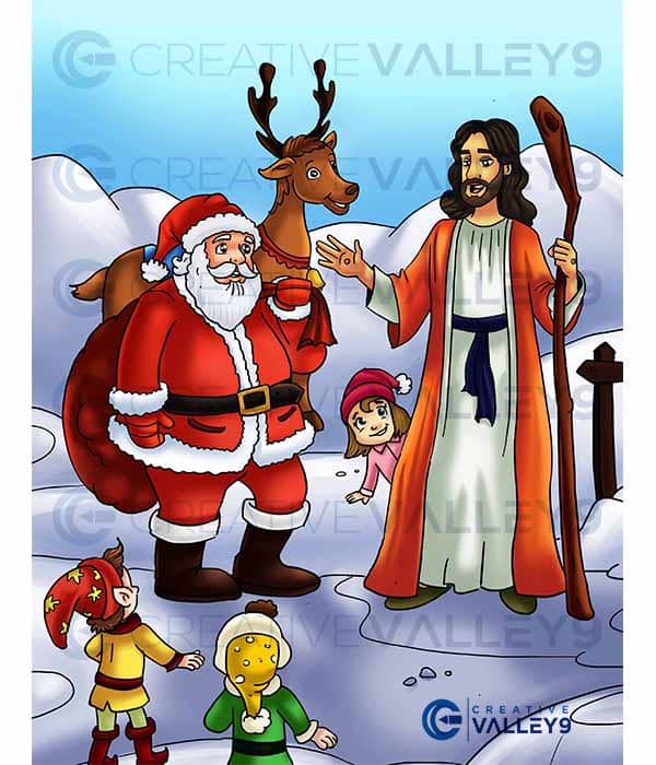 SANTA MEETS JESUS children book