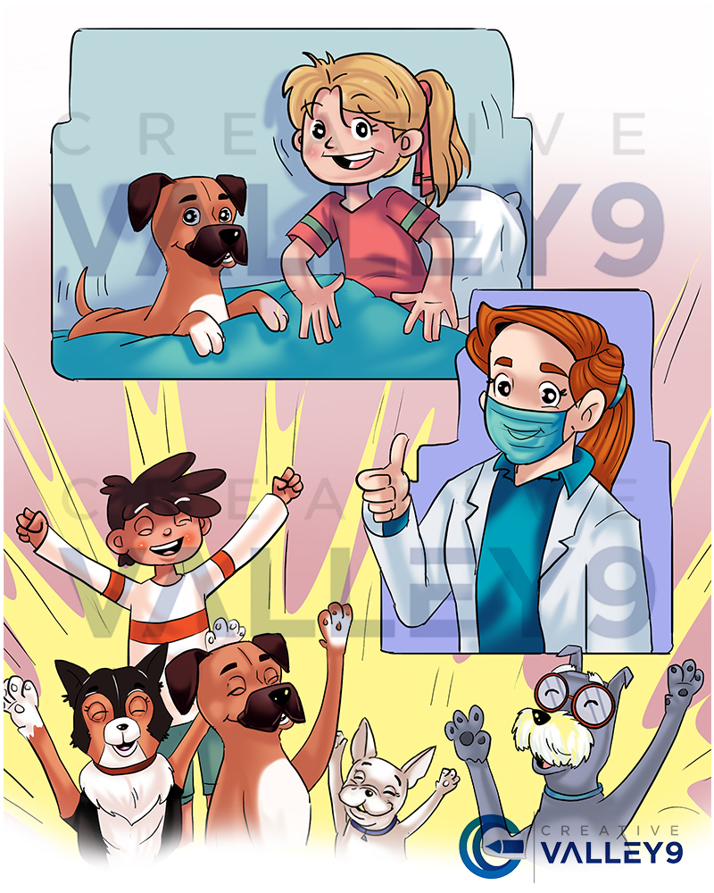 Cartoon style children book illustration