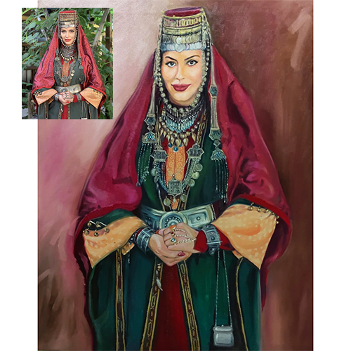 A Physical oil painting on canvas recreated from a picture.